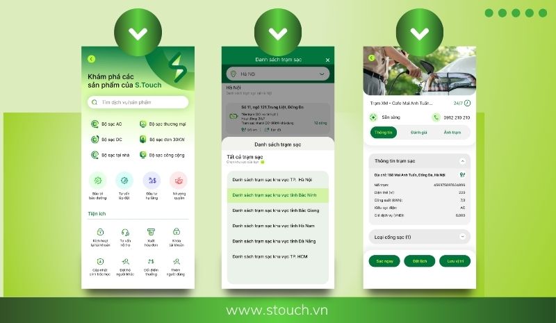 S. Touch | App trạm sạc: Giải pháp sạc điện tiện lợi cho tài xế ô tô điện S. Touch | App trạm sạc: Giải pháp sạc điện tiện lợi cho tài xế ô tô điện