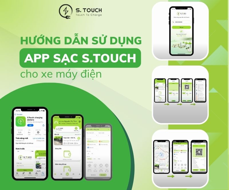 Hướng dẫn sử dụng app sạc S.TOUCH cho xe máy điện