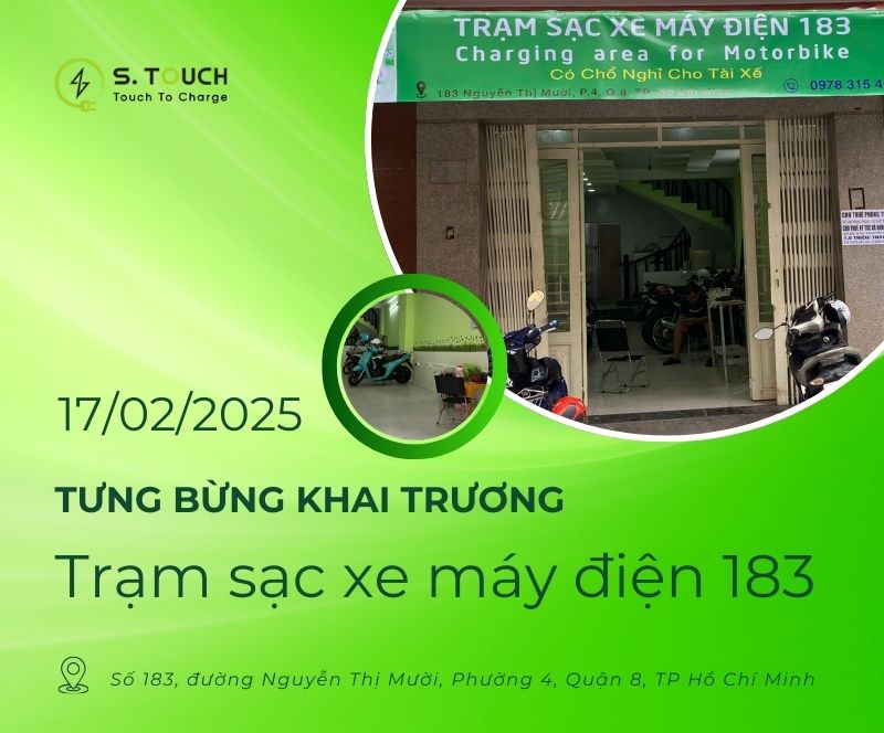 [ THÔNG BÁO HOẠT ĐỘNG ] Trạm sạc xe máy điện 183 mang thương hiệu S.TOUCH
