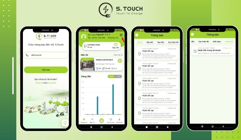S. Touch | Cách xem thông báo đúng trên app sạc xe điện S.TOUCH Cách xem thông báo đúng trên app sạc xe điện S.TOUCH