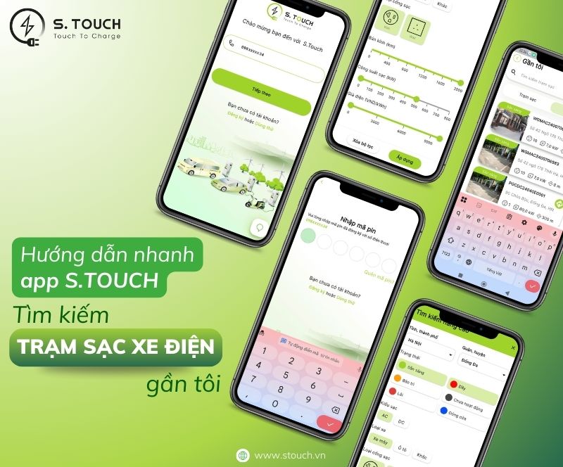Hướng dẫn nhanh: Tìm kiếm trạm sạc xe điện gần tôi bằng app S.TOUCH