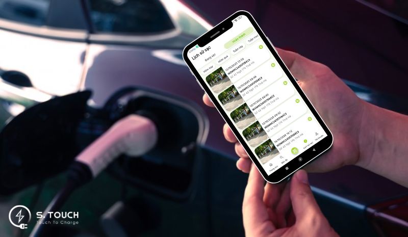 Cách xem lịch sử sạc xe điện theo thời gian thực trên app S.TOUCH