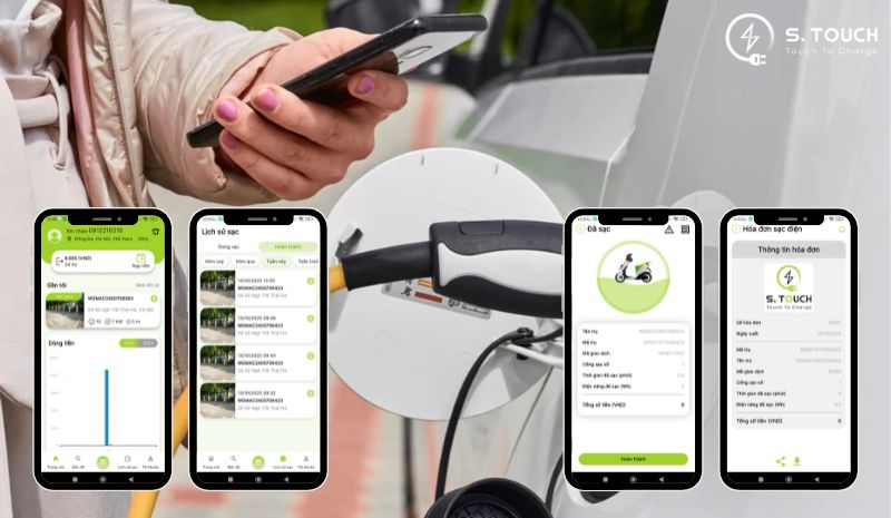 Cách xem lịch sử sạc xe điện theo thời gian thực trên app S.TOUCH