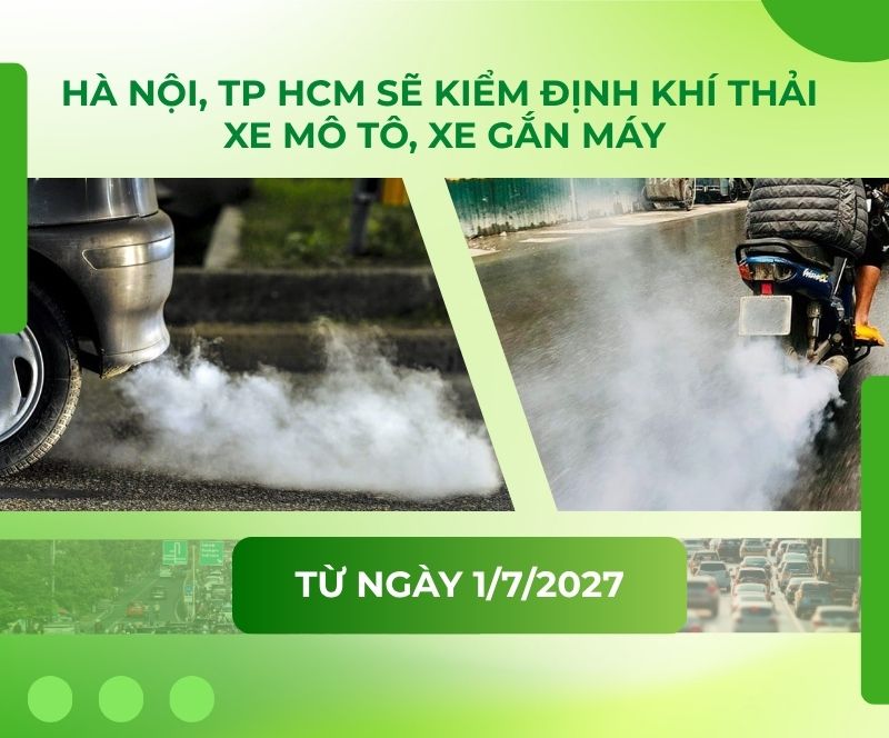 Hà Nội, TP HCM sẽ kiểm định khí thải xe mô tô, xe gắn máy từ ngày 1/7/2027