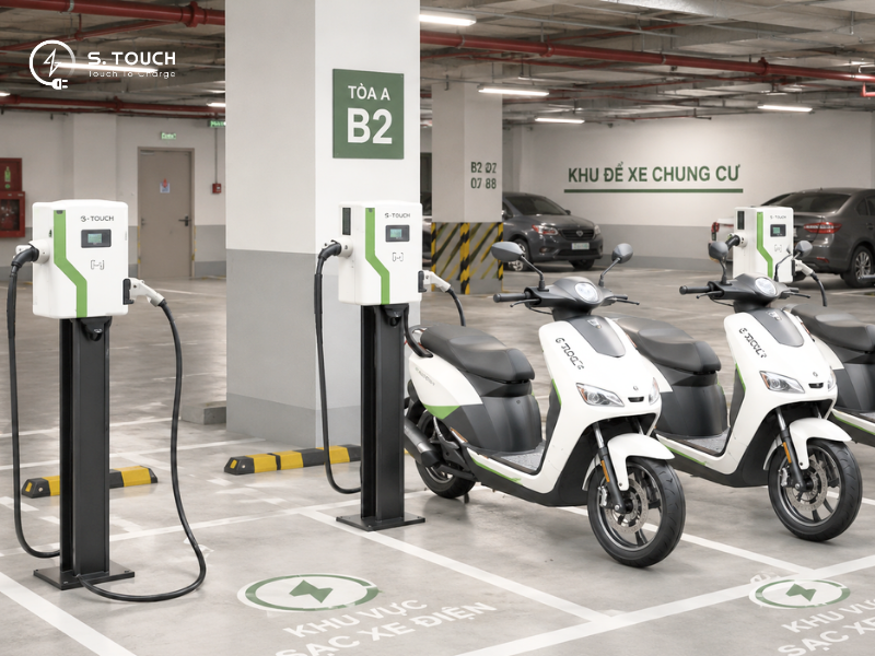 S. Touch | Ở chung cư làm sao sạc xe điện? Hướng dẫn cho người mới Ở chung cư làm sao sạc xe điện
