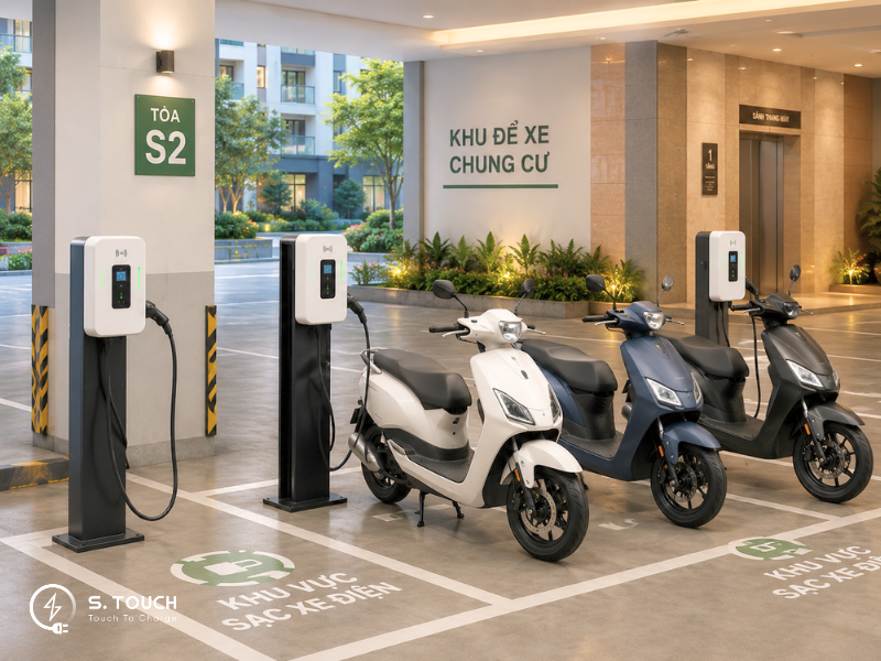 S. Touch | Từ A-Z Về Sạc Xe Điện Ở Chung Cư: Những Điều Người Dùng Cần Biết sạc xe điện ở chung cư