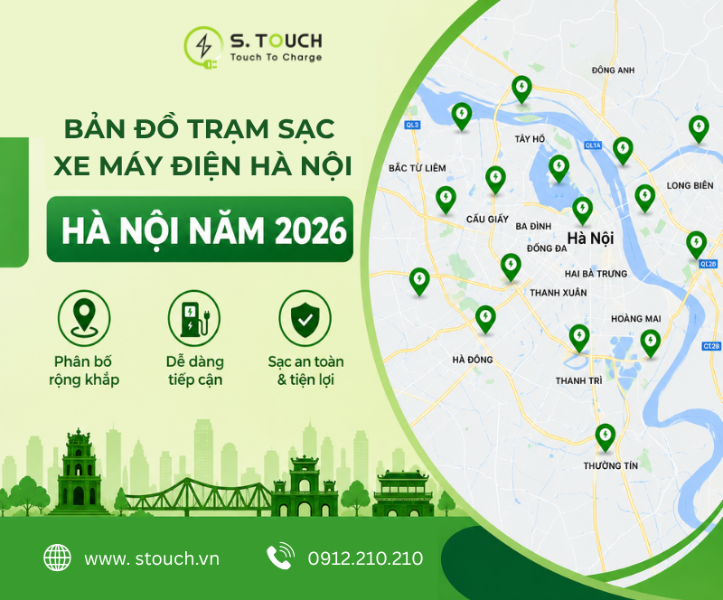 Khám phá trạm sạc xe máy điện Hà Nội năm 2026