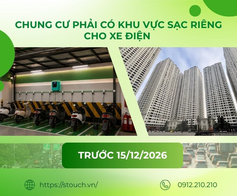 Chung cư phải có khu vực sạc riêng cho xe điện trước 15-12-2026