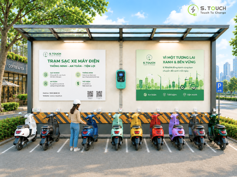 S. Touch | Phân biệt trụ sạc và trạm sạc xe điện khi đầu tư hạ tầng EV