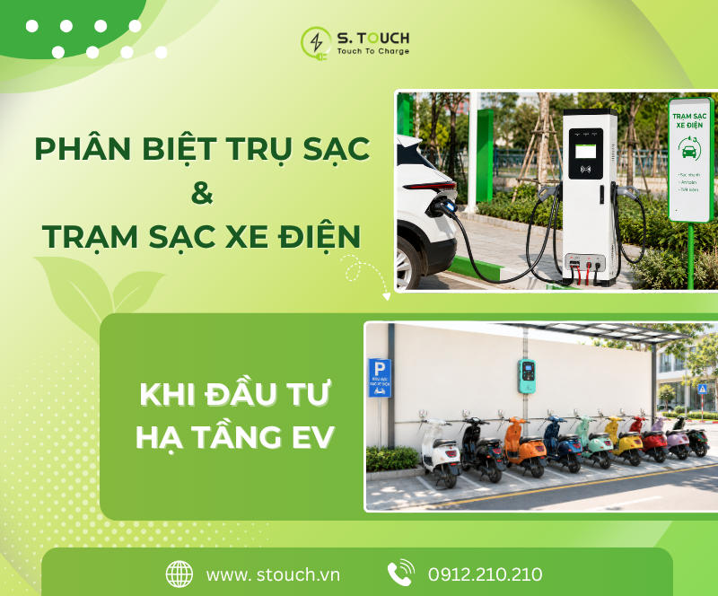 S. Touch | Phân biệt trụ sạc và trạm sạc xe điện khi đầu tư hạ tầng EV S. Touch | Phân biệt trụ sạc và trạm sạc xe điện khi đầu tư hạ tầng EV