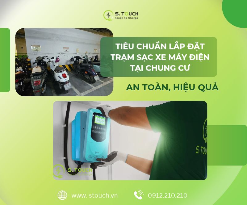 Tiêu chuẩn lắp đặt trạm sạc xe máy điện tại chung cư đảm bảo an toàn, hiệu quả